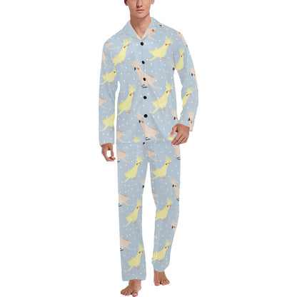 Cockatiel Pattern Print Design 03 Men's Long Pajama Set