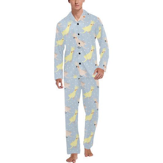 Cockatiel Pattern Print Design 03 Men's Long Pajama Set