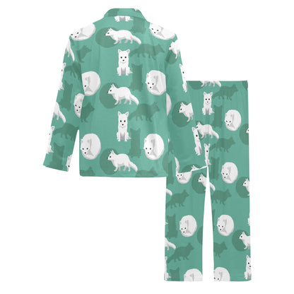 Arctic Fox Pattern Print Design Men's Long Pajama Set