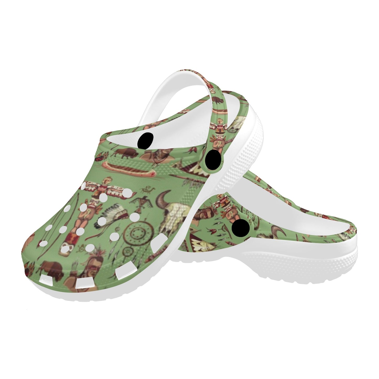 Native Indian Themed Design Print Unisex Clogs Shoes