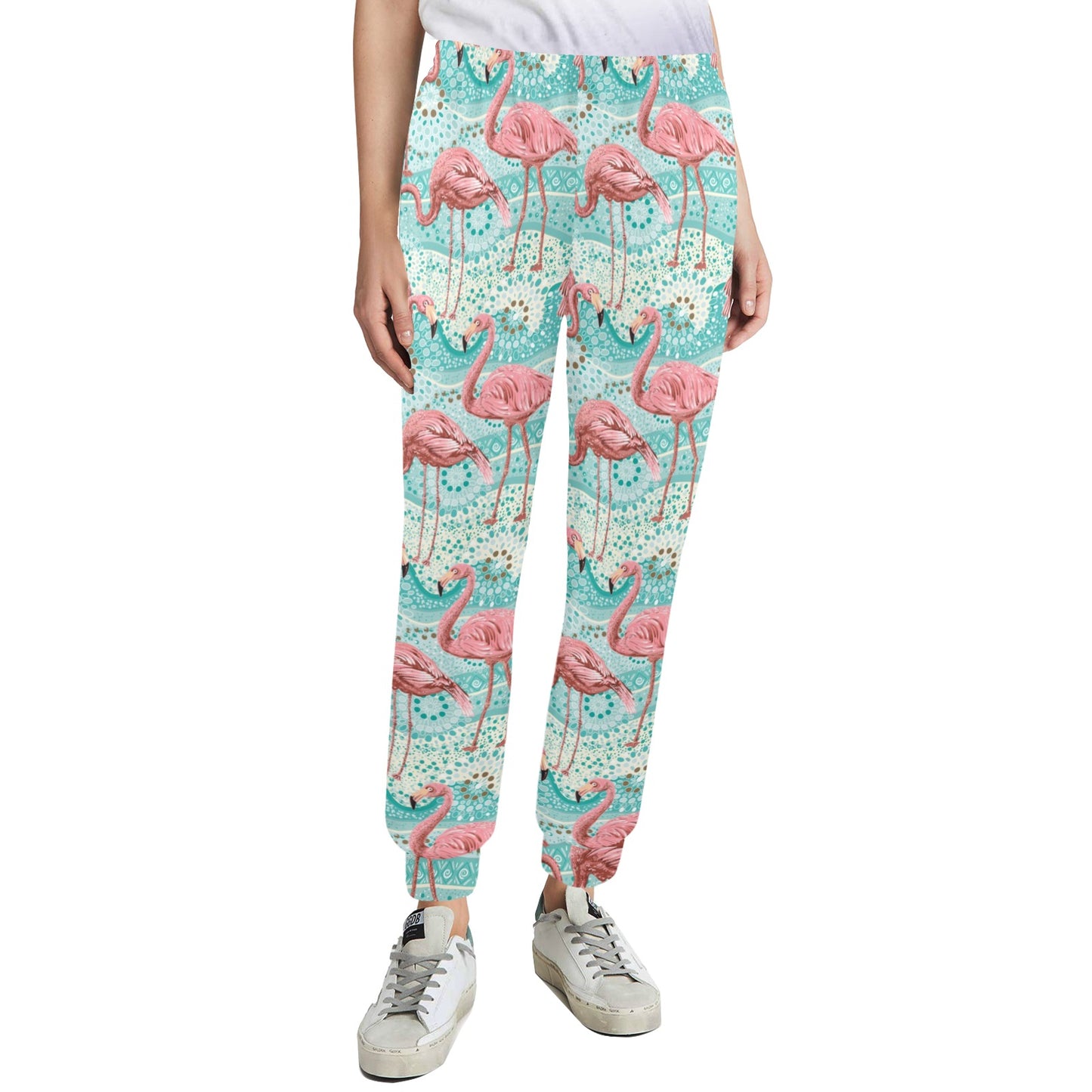 Flamingo Background Themed Print Women's Casual Track Pants
