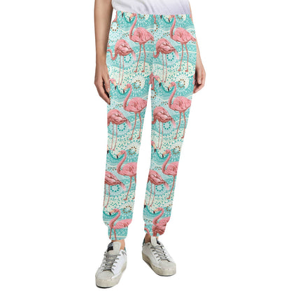Flamingo Background Themed Print Women's Casual Track Pants