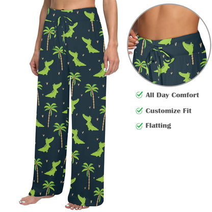 Alligator Pattern Print Design 02 Women's Wide Leg Lounge Pants
