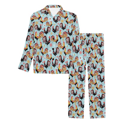 Rooster Themed Design Men's Long Pajama Set