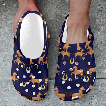 Horse Luxury Themed Pattern Print Unisex Clogs Shoes