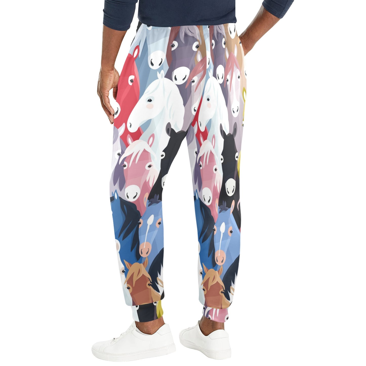 Colorful Horse Pattern Men's Casual Track Pants