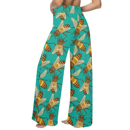 Bee Pattern Print Design BEE04 Women's Wide Leg Lounge Pants