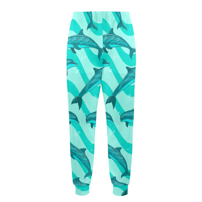 Dolphin Wave Print Men's Casual Track Pants