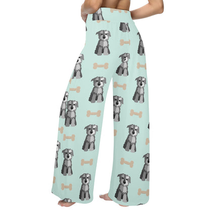 Schnauzers Pattern Print Design A03 Women's Wide Leg Lounge Pants