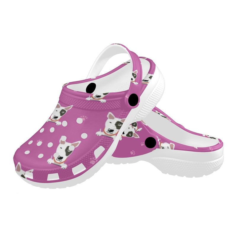 Bull Terrier Happy Print Pattern Unisex Clogs Shoes