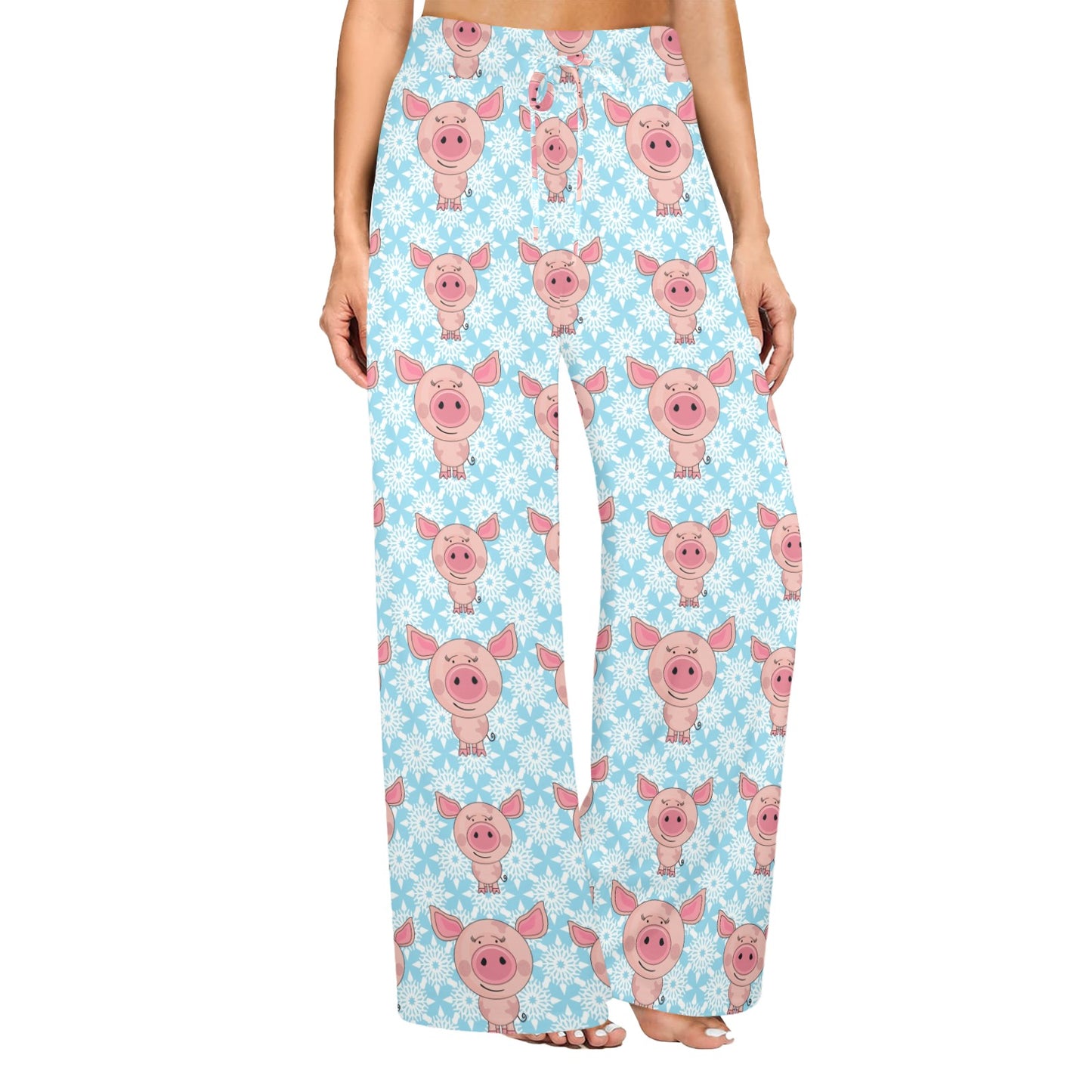 Pig Print Design LKS402 Women's Wide Leg Lounge Pants