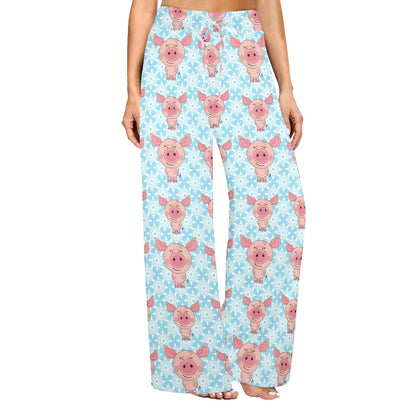 Pig Print Design LKS402 Women's Wide Leg Lounge Pants