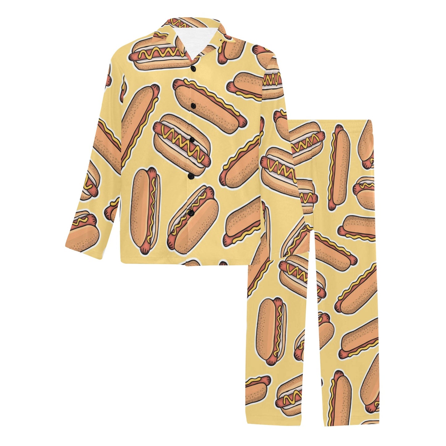 Hot Dog Pattern Print Design 01 Men's Long Pajama Set