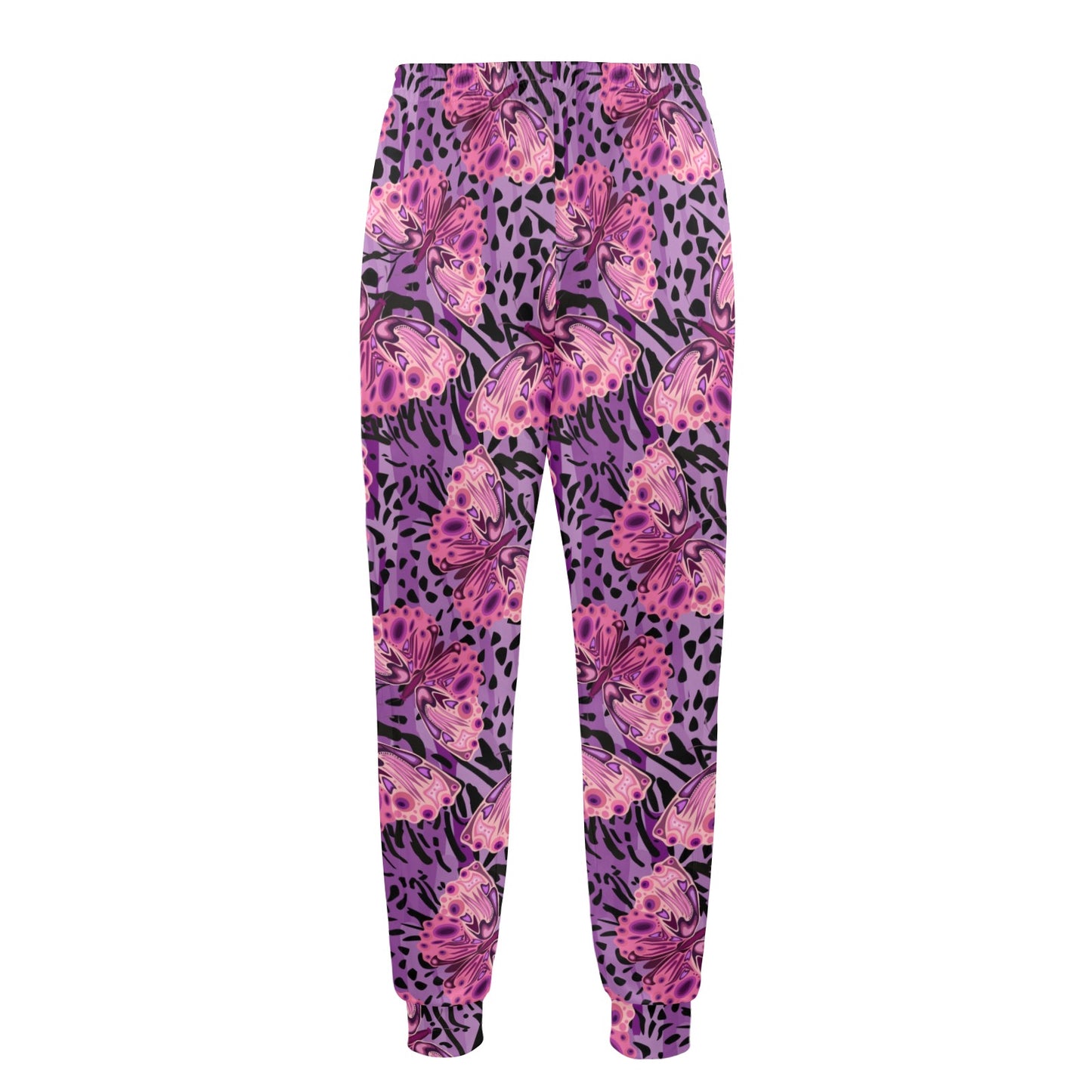 Purple Butterfly Leopard Men's Casual Track Pants