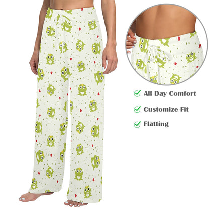 frog Design Print Pattern JJ0229 Women's Wide Leg Lounge Pants