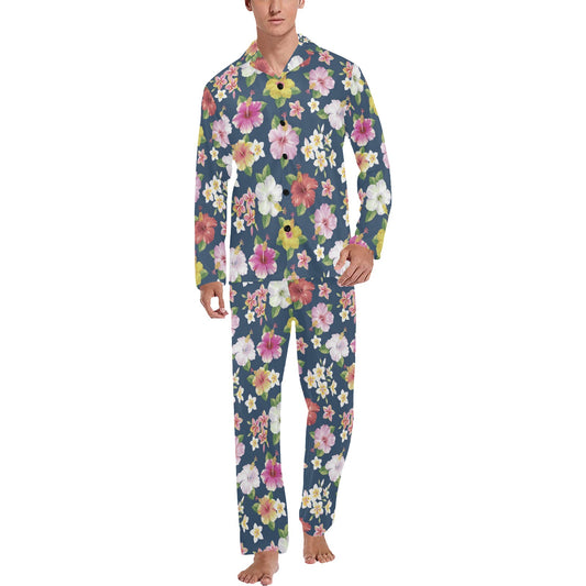 Hibiscus Sweet Print Design LKS304 Men's Long Pajama Set