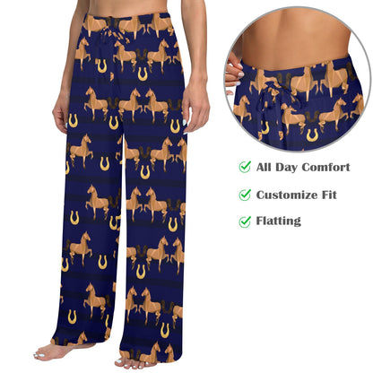 Horse Luxury Themed Pattern Print Women's Wide Leg Lounge Pants