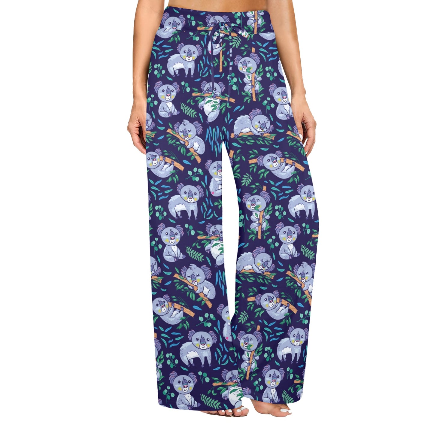 Koala Themed Design Print Women's Wide Leg Lounge Pants
