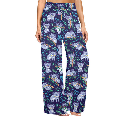 Koala Themed Design Print Women's Wide Leg Lounge Pants