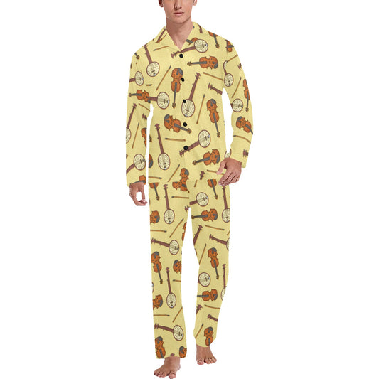 Banjo Violin Pattern Print Design 01 Men's Long Pajama Set