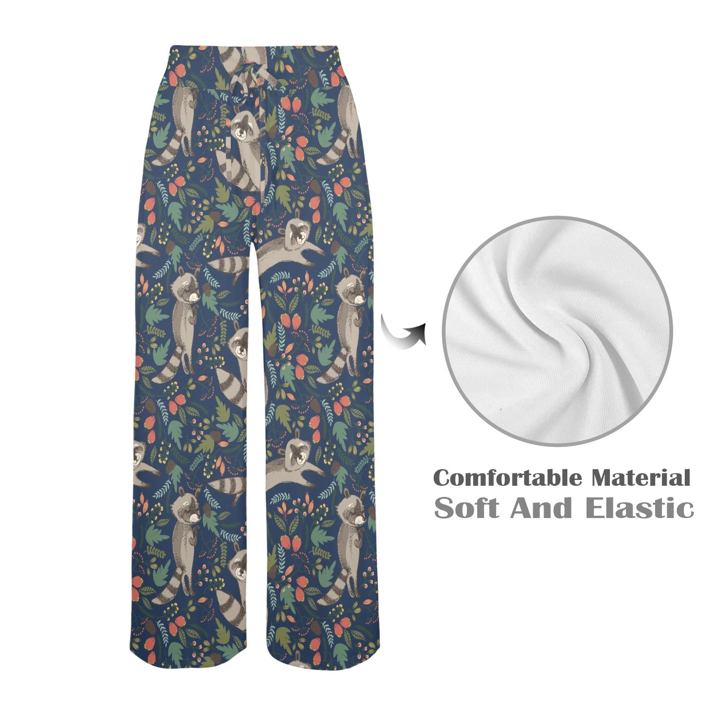 Raccoon Pattern Print Design A02 Women's Wide Leg Lounge Pants