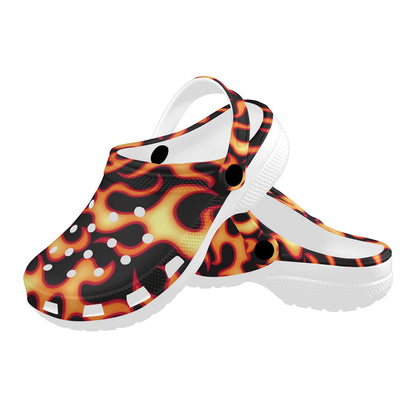 Flame Fire Themed Print Unisex Clogs Shoes