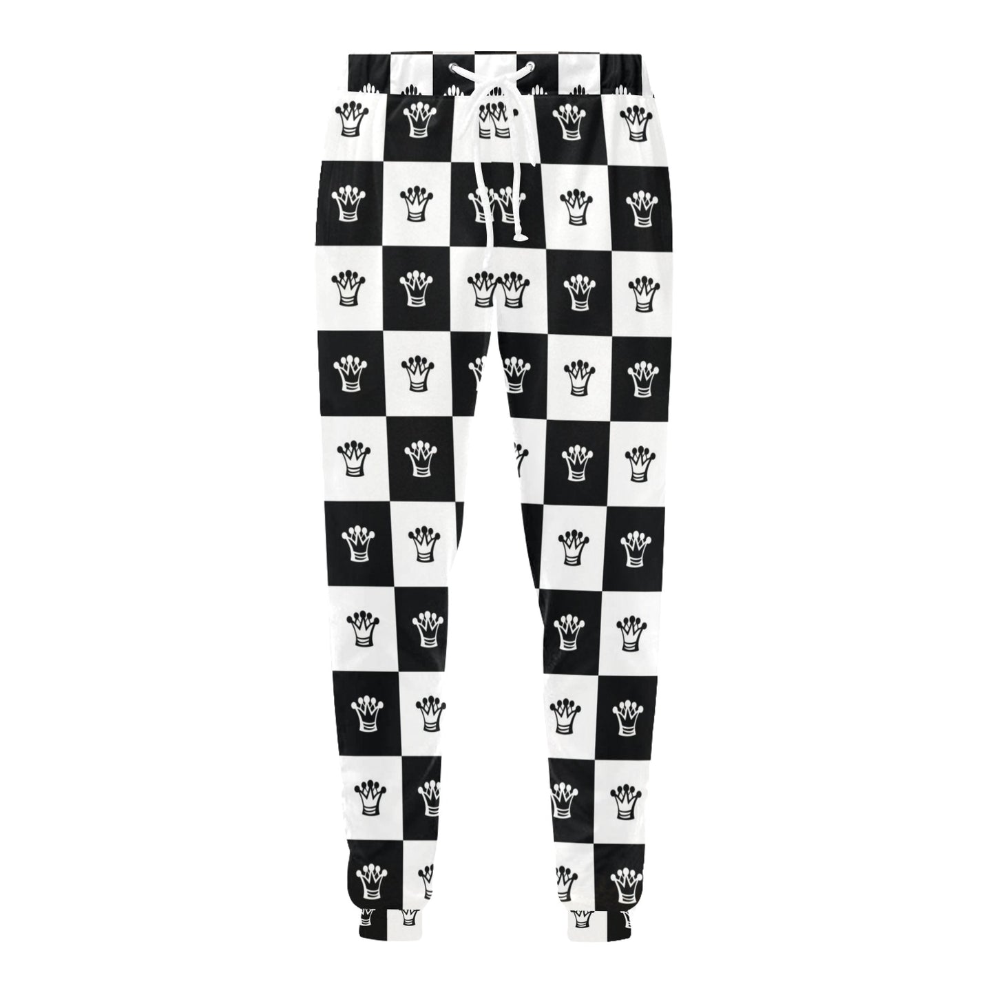 Checkered Flag Crown Pattern Men's Sweatpants