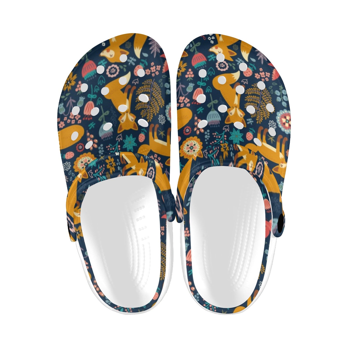 Fox Cute Jungle Print Pattern Unisex Clogs Shoes