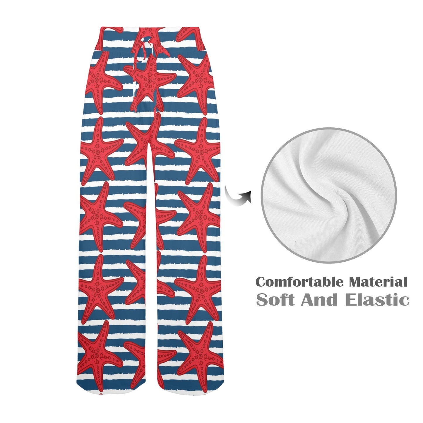 Starfish Red Pattern Print Design 02 Women's Wide Leg Lounge Pants