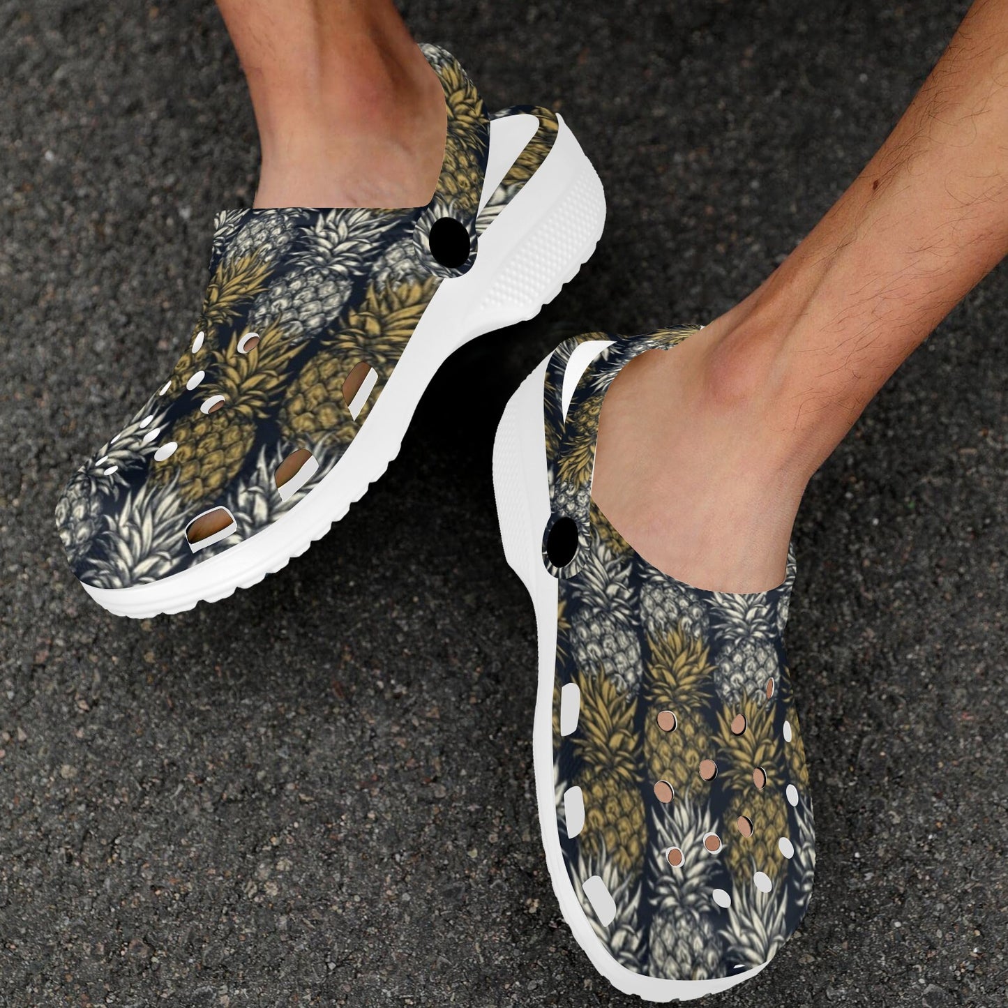 Pineapple Print Design Pattern Unisex Clogs Shoes