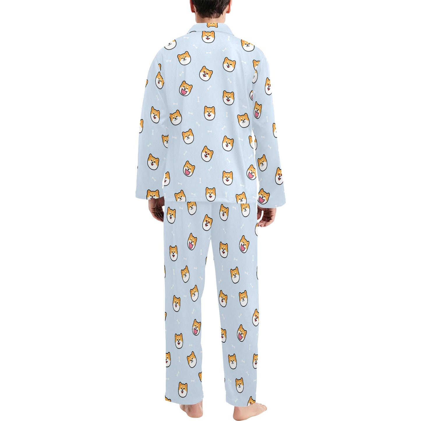 Shiba Inu Print Design LKS3012 Men's Long Pajama Set