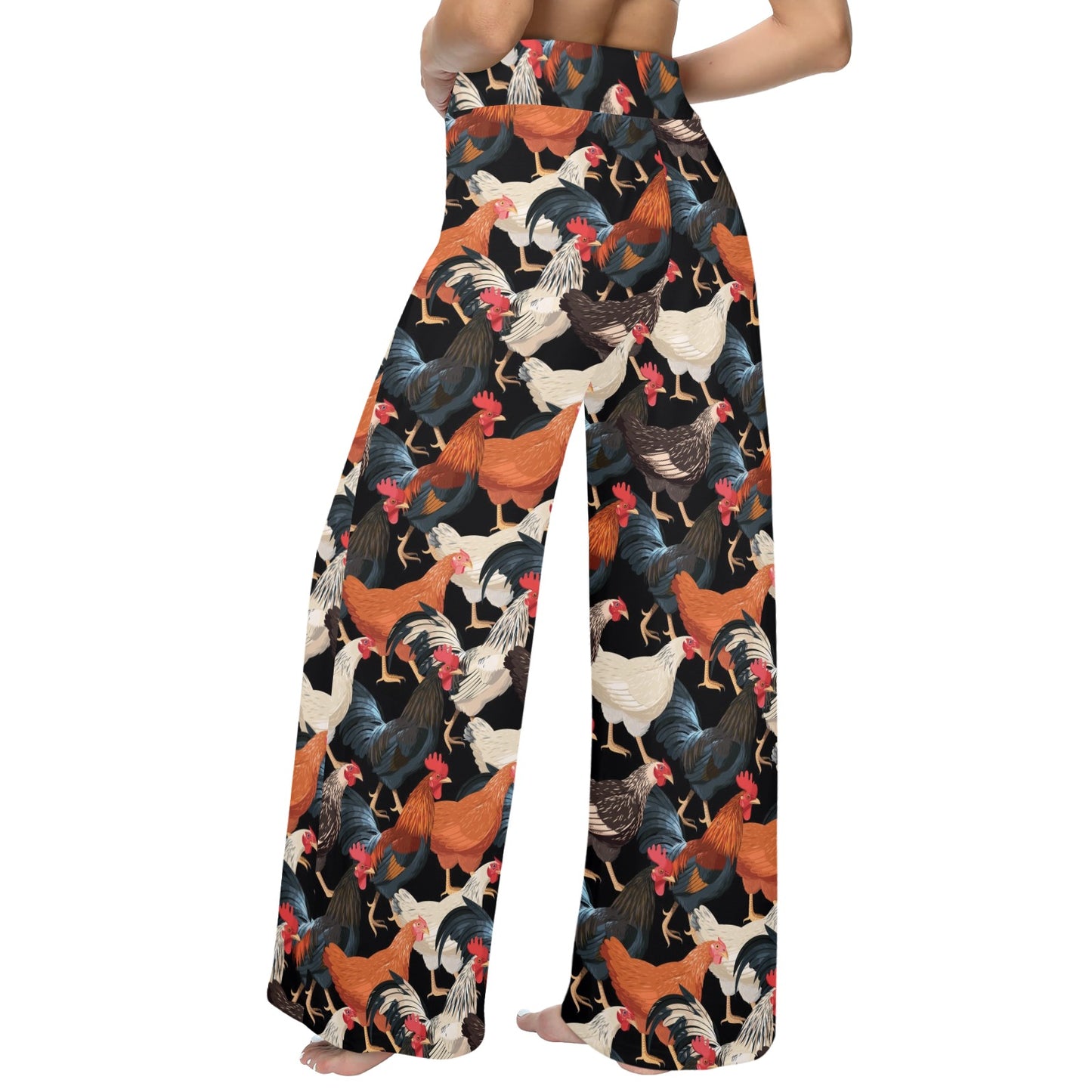 Chicken Print Pattern Women's Wide Leg Lounge Pants