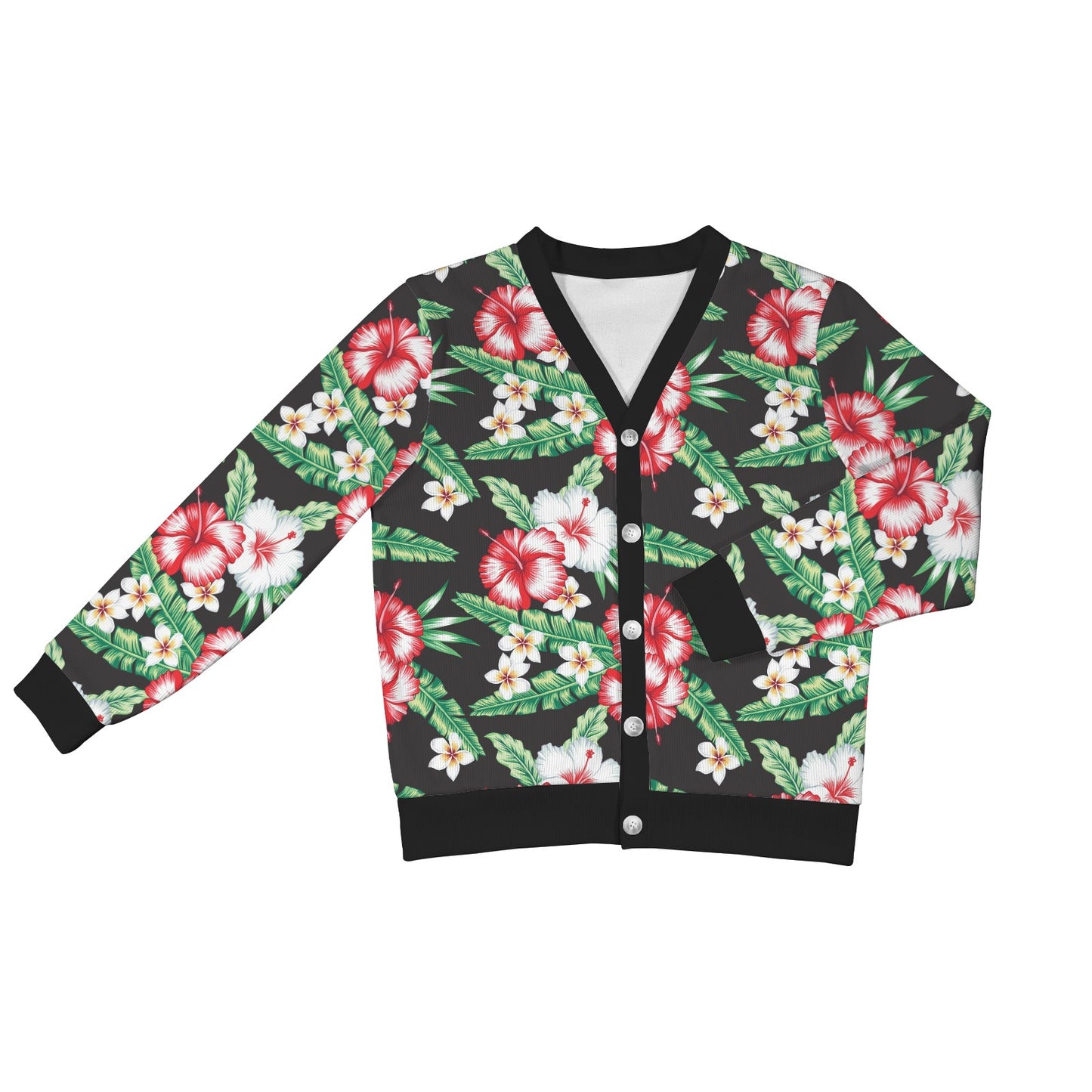 Hawaiian flower tropical leaves Women's Cardigan