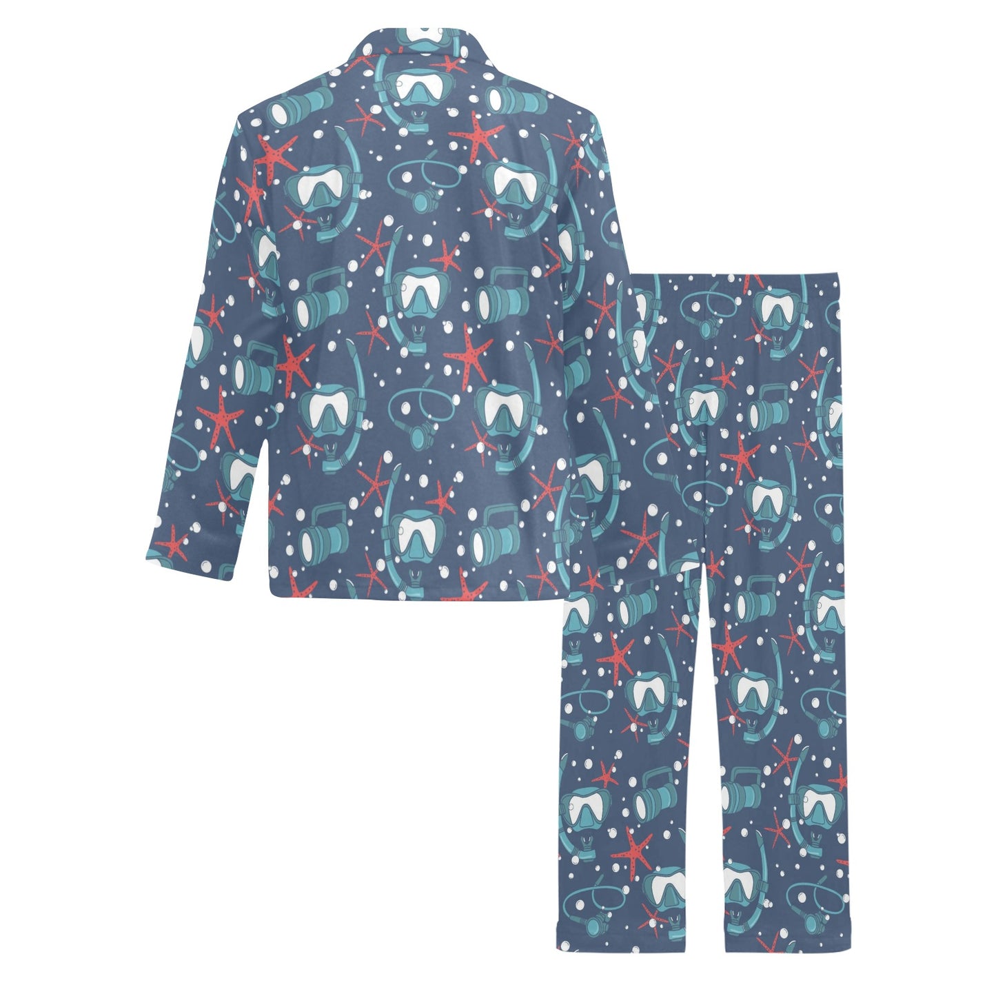 Scuba Equipment Print Design LKS302 Men's Long Pajama Set