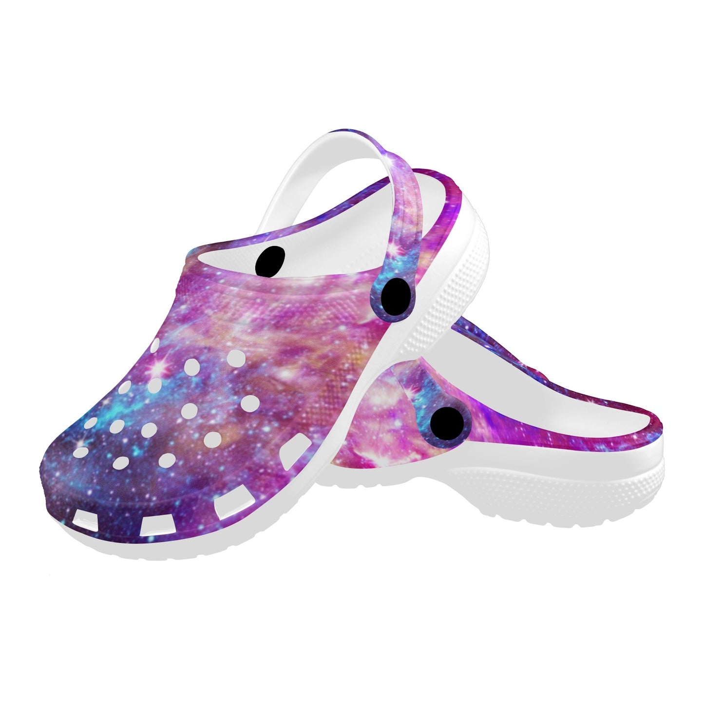 Galaxy Night Purple Space Print Unisex Clogs Shoes