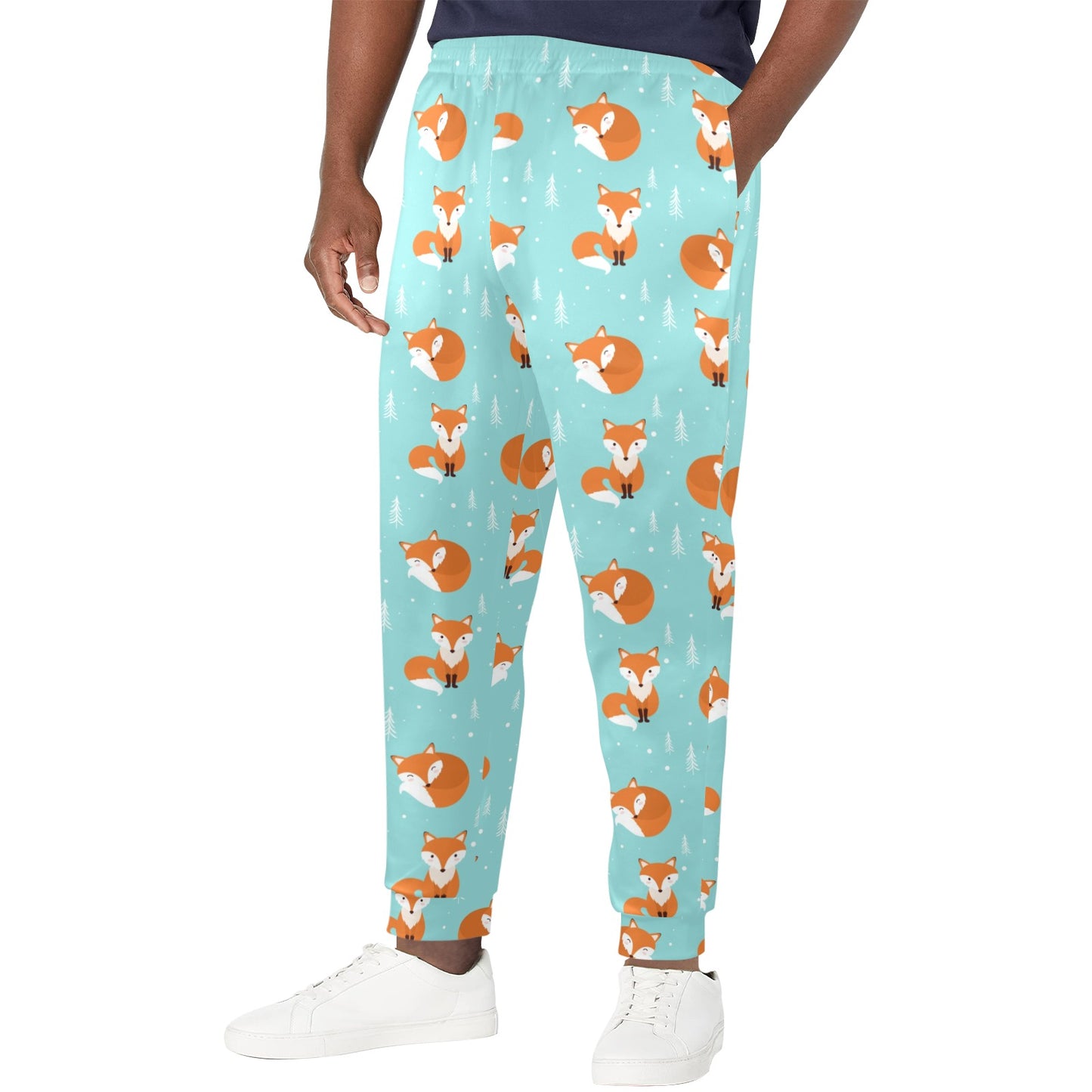 Fox Design Snow Print Pattern Men's Casual Track Pants
