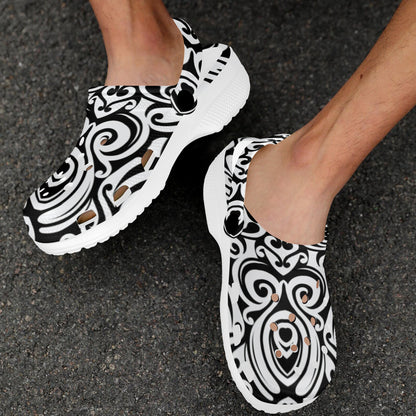 Polynesian Tattoo Pattern Unisex Clogs Shoes