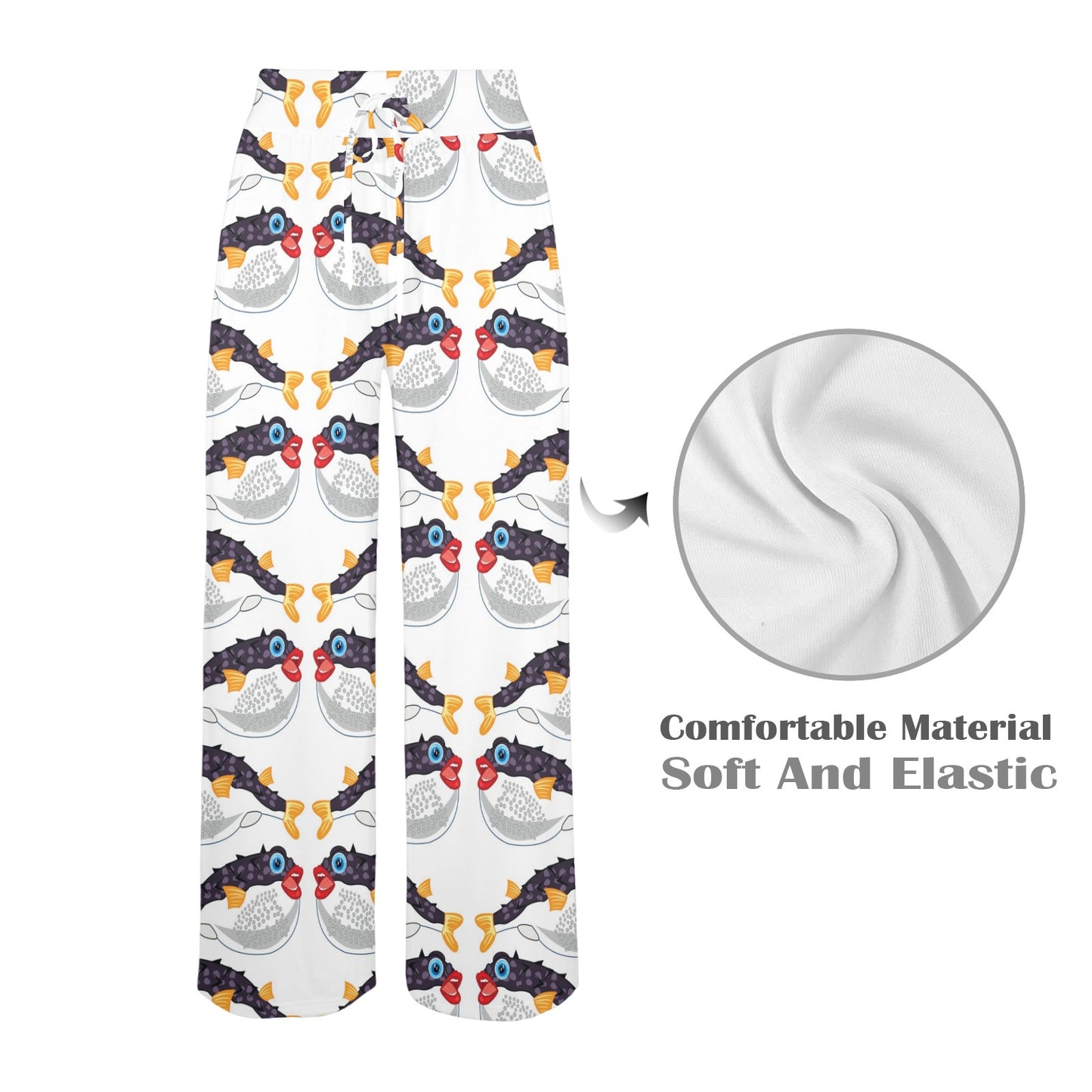 Fugu Pattern Print Design 03 Women's Wide Leg Lounge Pants