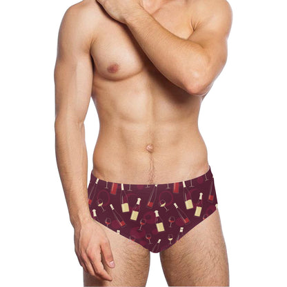 Wine Themed Pattern Print Men's Swimming Briefs