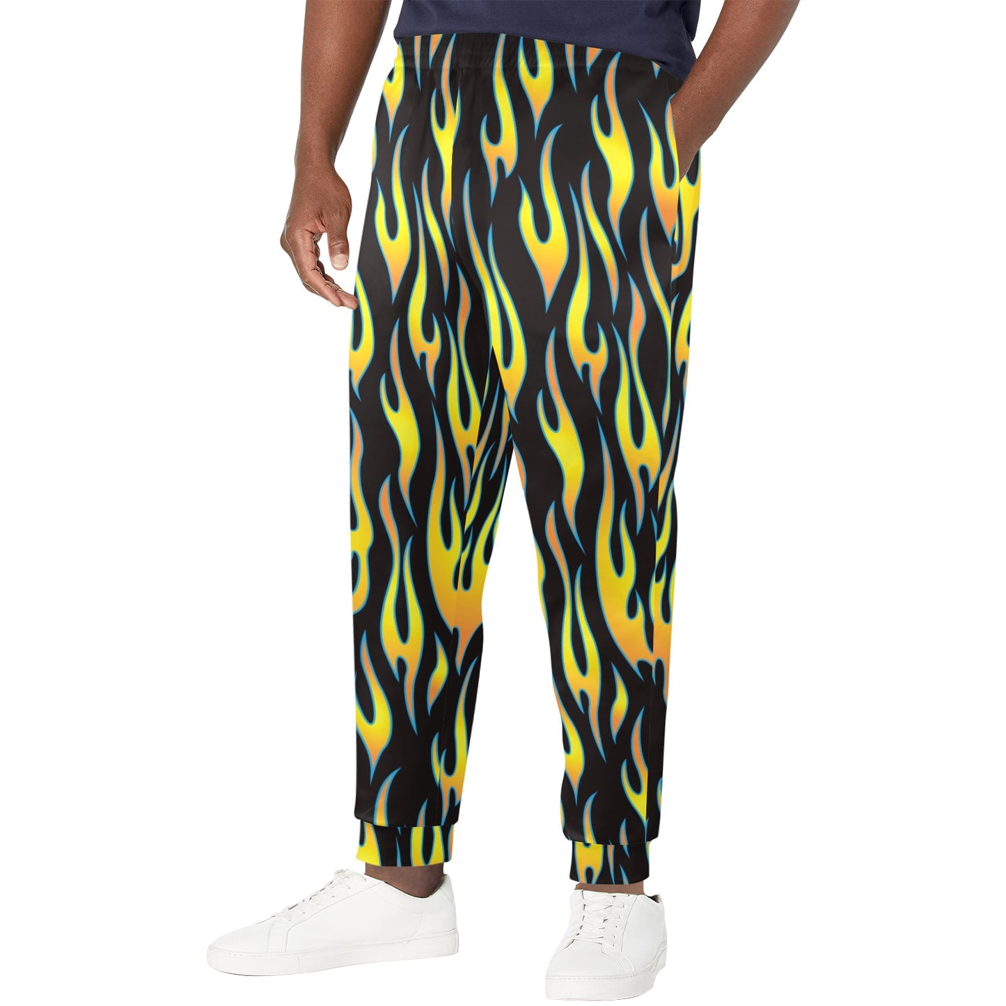 Flame Fire Yellow Pattern Men's Casual Track Pants