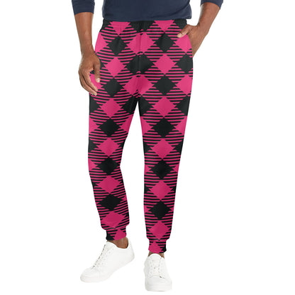 Buffalo check Pink Pattern Print Design 01 Men's Casual Track Pants