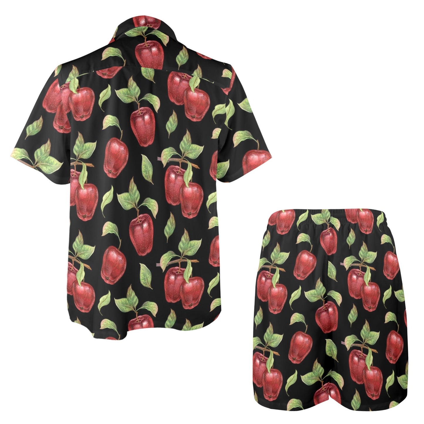 Apple Pattern Print Design AP011 Men's Beach Shirt and Shorts Set