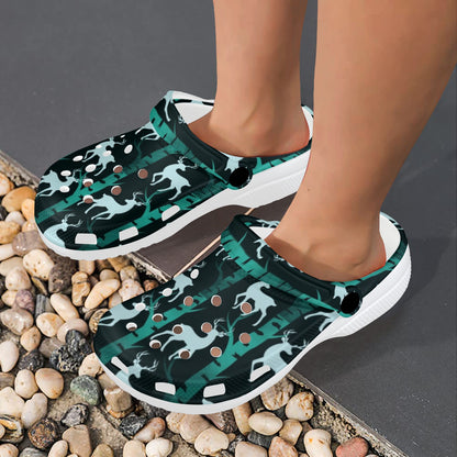 Deer Jungle Print Pattern Unisex Clogs Shoes