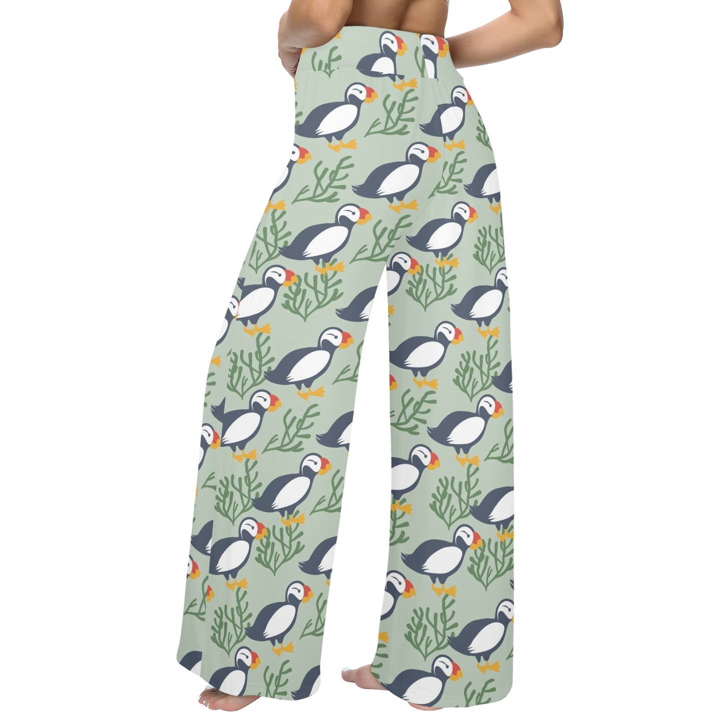 Puffin Pattern Print Design A04 Women's Wide Leg Lounge Pants
