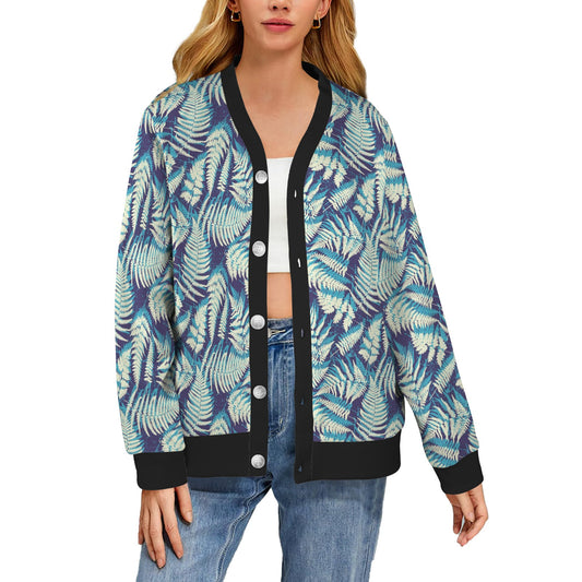Fern Leave Summer Print Pattern Women's Cardigan