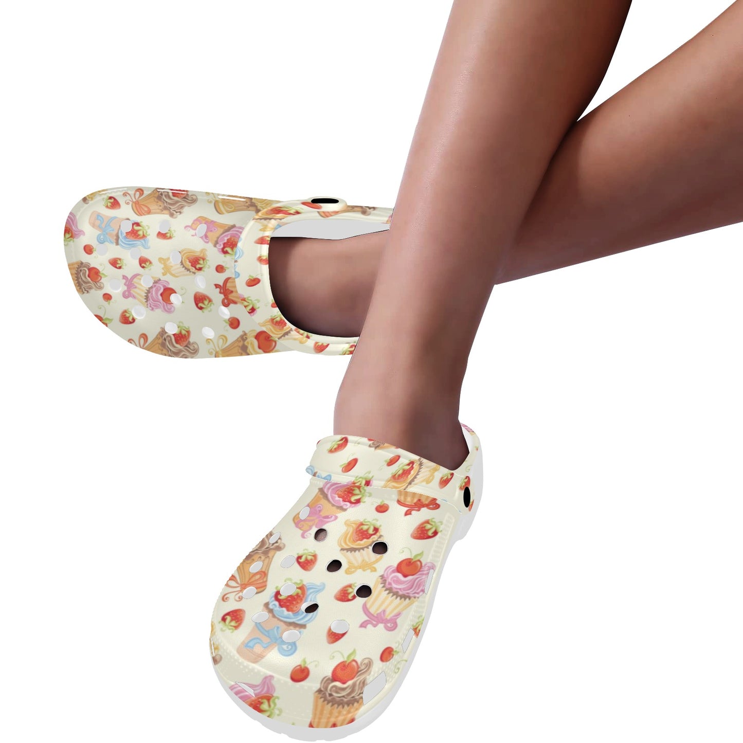 Cupcakes Strawberry Cherry Print Unisex Clogs Shoes