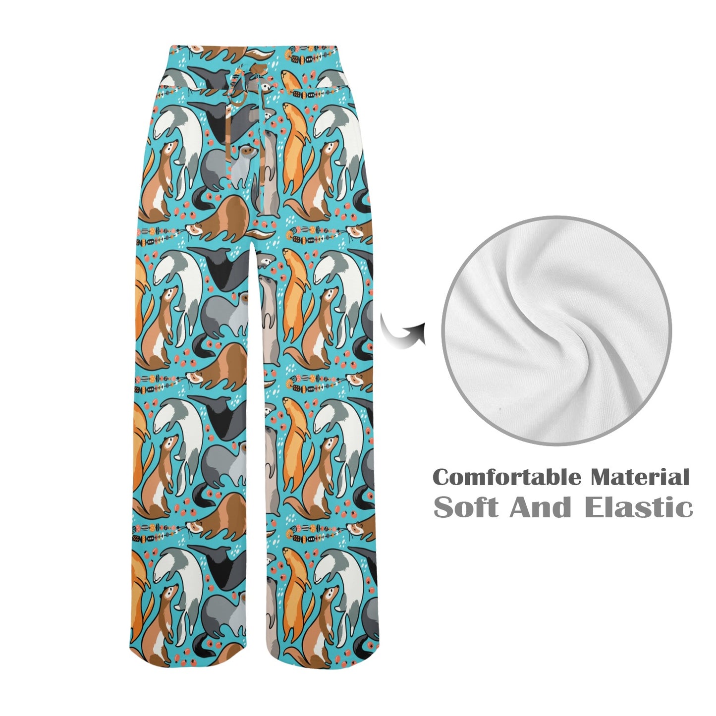 Ferret Pattern Print Design 03 Women's Wide Leg Lounge Pants
