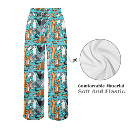Ferret Pattern Print Design 03 Women's Wide Leg Lounge Pants