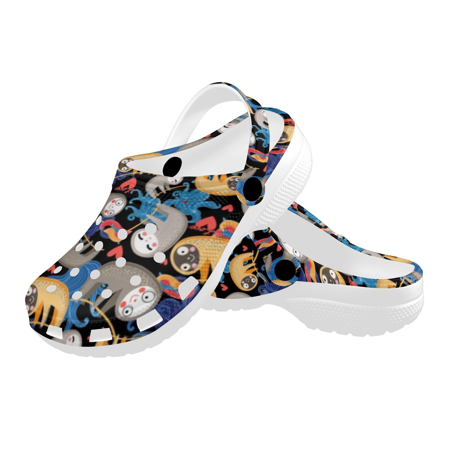 Sloth Cartoon Design Themed Print Unisex Clogs Shoes
