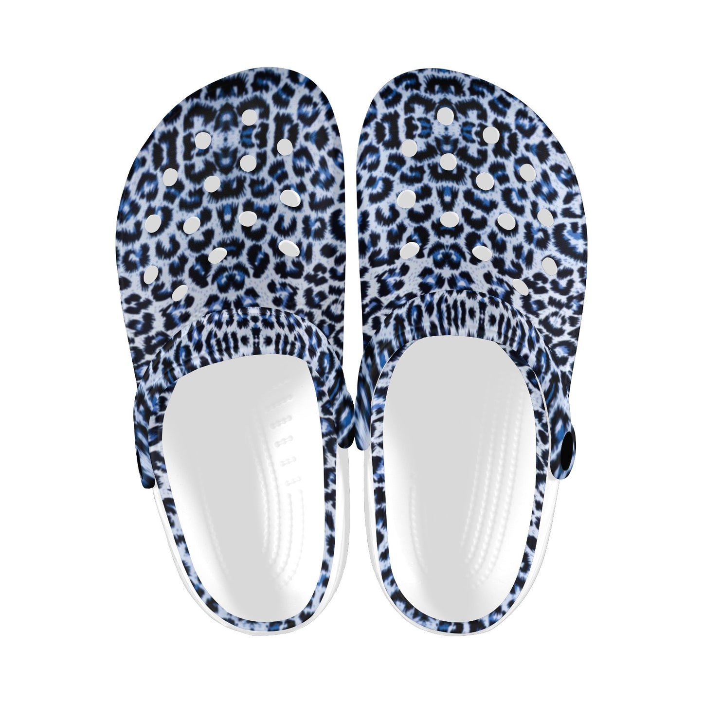 Leopard Blue Skin Print Unisex Clogs Shoes